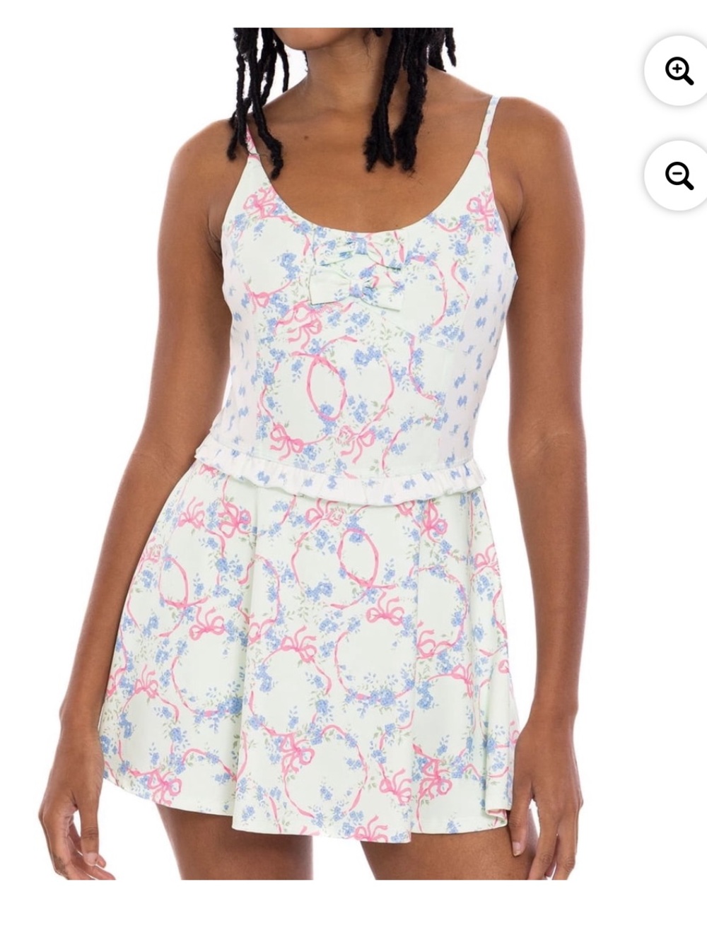 Women’s Shabby Chic Pastel workout Green Floral Dress with Pink & Blue Accents